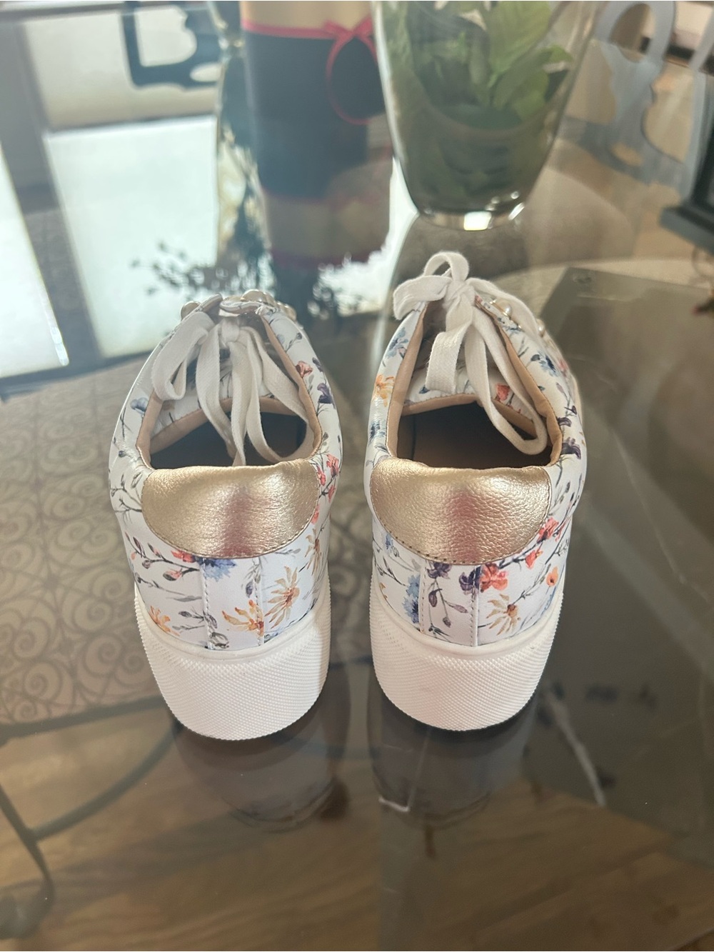 Alex Marie White Floral Sneakers with Pearl Eyelets - Picture 5 of 5